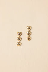 All the Love Gold Tiered Heart Drop Earrings