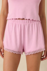 Z Supply Pink Crush Amour Pointelle Lace Trim Shorts