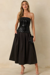Sips & Sparkles Black Sequin Strapless Midi Dress