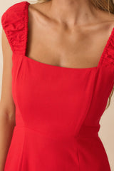 Radiant Reverie Red Linen Midi Dress