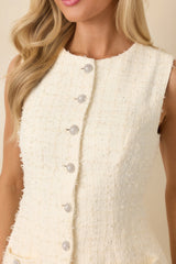 Won’t Back Down Ivory Textured Woven Sleeveless Mini Dress