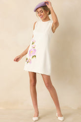 In Bloom Again Ivory Multi Floral Embroidered Mini Dress
