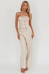 Ishani Hardware Decoration Strapless Top Beige