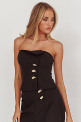 Ishani Hardware Decoration Strapless Top Black