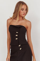 Ishani Hardware Decoration Strapless Top Black