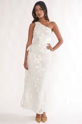 Kairi One-Shoulder Sash Maxi Dress White