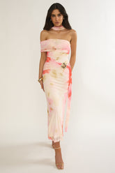 Carrisa One-Sleeve Maxi Dress Floral Pink