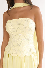 Sunset Serenade Embellished Strapless Top Yellow