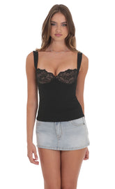 Lace Bust Top in Black