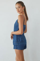 Amena Button Up Denim Vest
