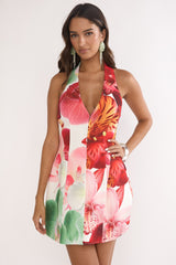 Elisabet Halter Neck Mini Dress Print Floral