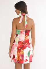 Elisabet Halter Neck Mini Dress Print Floral