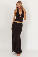 Somewhere New Gold Ring Halter Top Black