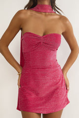 Vionelle Tied Back Strapless Mini Dress Fuchsia