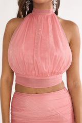 Jazmin Halterneck Crop Top Peach