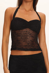 Sugarberry Lace Halter Top Black