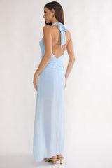 Thailah Gathered Waist Cowl Maxi Dress Ice Blue