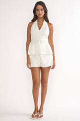 Molly Halter Peplum Top White