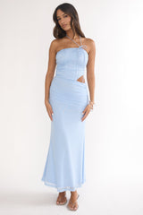 Truths Cut-Out Waist Ruched Maxi Dress Blue