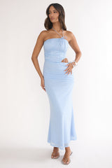 Truths Cut-Out Waist Ruched Maxi Dress Blue
