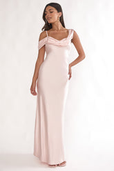 Emelle Asymmetric Neckline Maxi Dress Pink