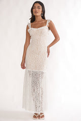 Noraya Lace Overlay Maxi Dress White