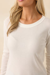 Simplicity Always Works Ivory Long Sleeve Crew Neck Top