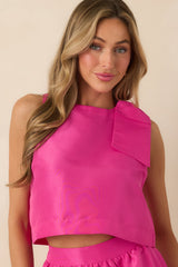 Worth the Chase Fuchsia Structured Bow Detail Sleeveless Top