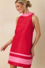 Love You Mean It Red & Pink Bow Back Sleeveless Mini Dress