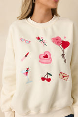 All The Sweet Things Ivory Multi Valentine Crewneck Sweatshirt