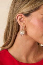 Show Me Love Gold & Pearl Rhinestone Drop Earrings