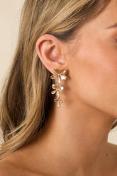 Bloom Theory Gold Tiered Sculpted Flower Drop Earrings