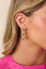 All the Love Gold Tiered Heart Drop Earrings