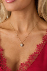 So This Is Love Gold Rhinestone Heart Pendant Necklace