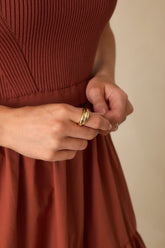 The Upper Hand Gold Hammered Dome Crossover Band Ring