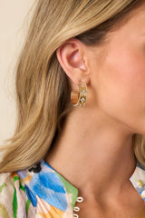 Move With Intention Gold Rhinestone Floral Hoop Earrings