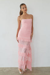 Joss Mesh Ruffle Maxi Dress