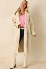 Inclined to Agree Ivory Felted Wool Blend Longline Coat