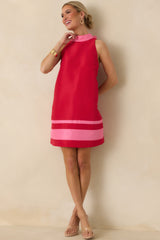 Love You Mean It Red & Pink Bow Back Sleeveless Mini Dress