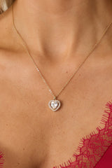 So This Is Love Gold Rhinestone Heart Pendant Necklace