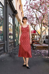 Roma Satin Embossed Midi Dress