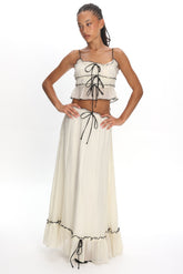 Maidens Tie Detail Overlock Maxi Skirt Cream