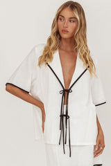 Caterina Tie-Front Top White