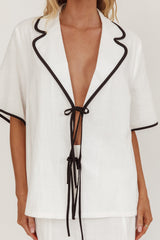 Caterina Tie-Front Top White