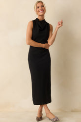 SPANX® Black Ponte Sleeveless Midi Dress