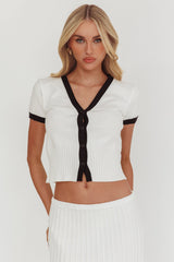 Yaeli Button-Up Knit Top White
