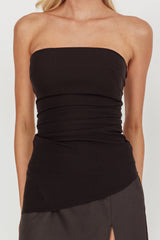 Gislynn Strapless Asymmetric Hem Top Black