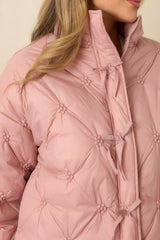 Wrapped Up In You Blush Pink Quilted Puffer Jacket