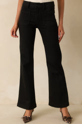 Never Let You Down Black Cotton High Waisted Flare Jeans