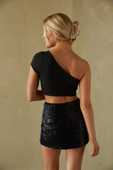 Kim High-Rise Sequin Mini Skort